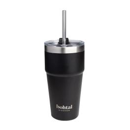   SmartShake Bohtal Double Insulated Travel Mug With Straw (600 ml, Black)