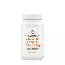 Vitaworld Vitamin D3 2000 IU + K2 MK7 200 mcg (120 Tablets)