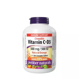   Webber Naturals Vitamin C+D3 500 mg/500 IU (200 Chewables, Orange)